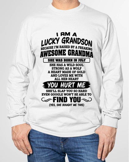 JULY, I AM A LUCKY GRANDSON - SHIRT FROM GRANDMA TO GRANDSON - SNOW07 (SKU2609-327-07)