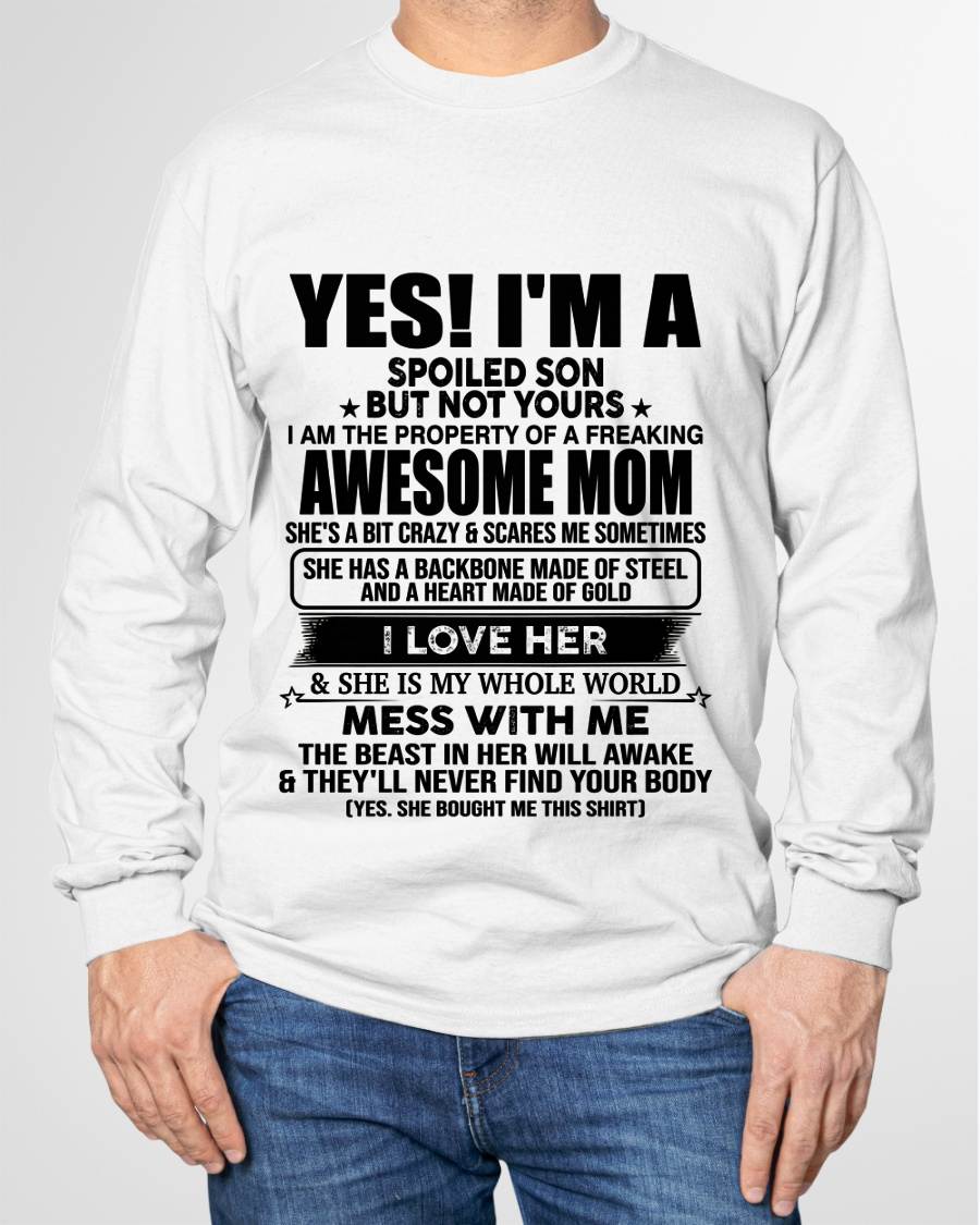 I AM THE PROPERTY OF A FREAKING AWESOME MOM - GIFT T SHIRT FROM MOM TO SON - SNOW00 (SKU2603-08-00)