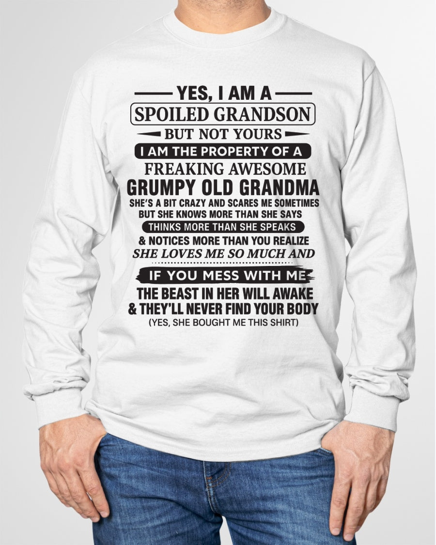 Yes I’m A Stubborn Grandson T-Shirt – Birthday Gift From Grandma / Woman - snow00 (SKU10-171-00)