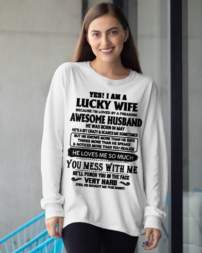 MAY, I’M LOVED BY A FREAKING AWESOME HUSBAND GIFT T SHIRT FROM HUSBAND FOR WIFE – SNOW MALE05 (SKU26T-01196-05)