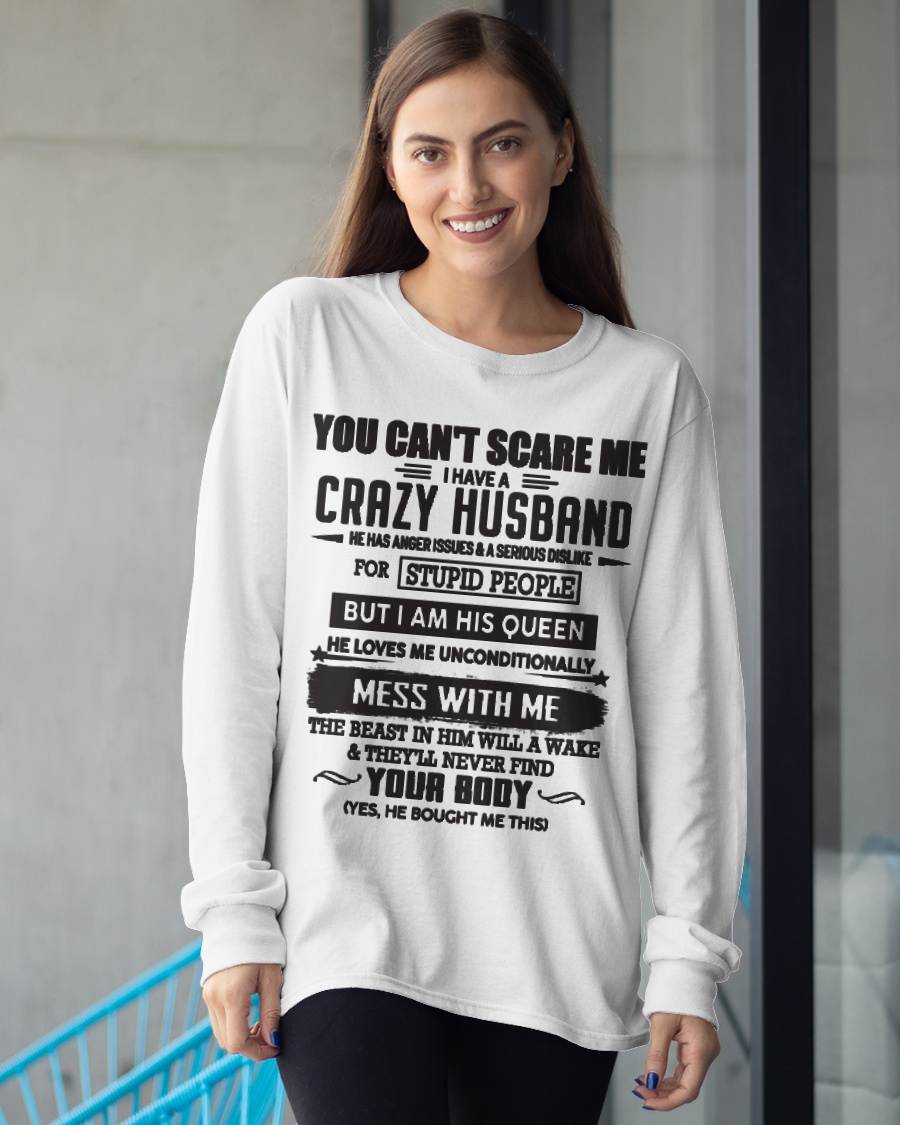 YOU CAN'T SCARE ME I HAVE A CRAZY HUSBAND – GIFT T-SHIRT FROM HUSBAND TO WIFE – SNOWMALE00 (SKU26T-01186-0)