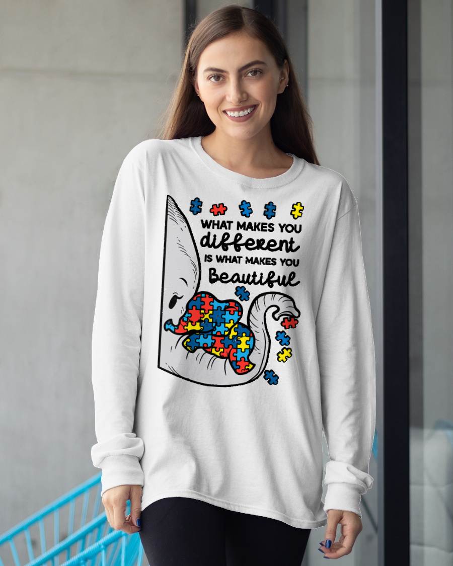 What Makes You Different Beautiful Elephant Autism Awareness T-Shirt