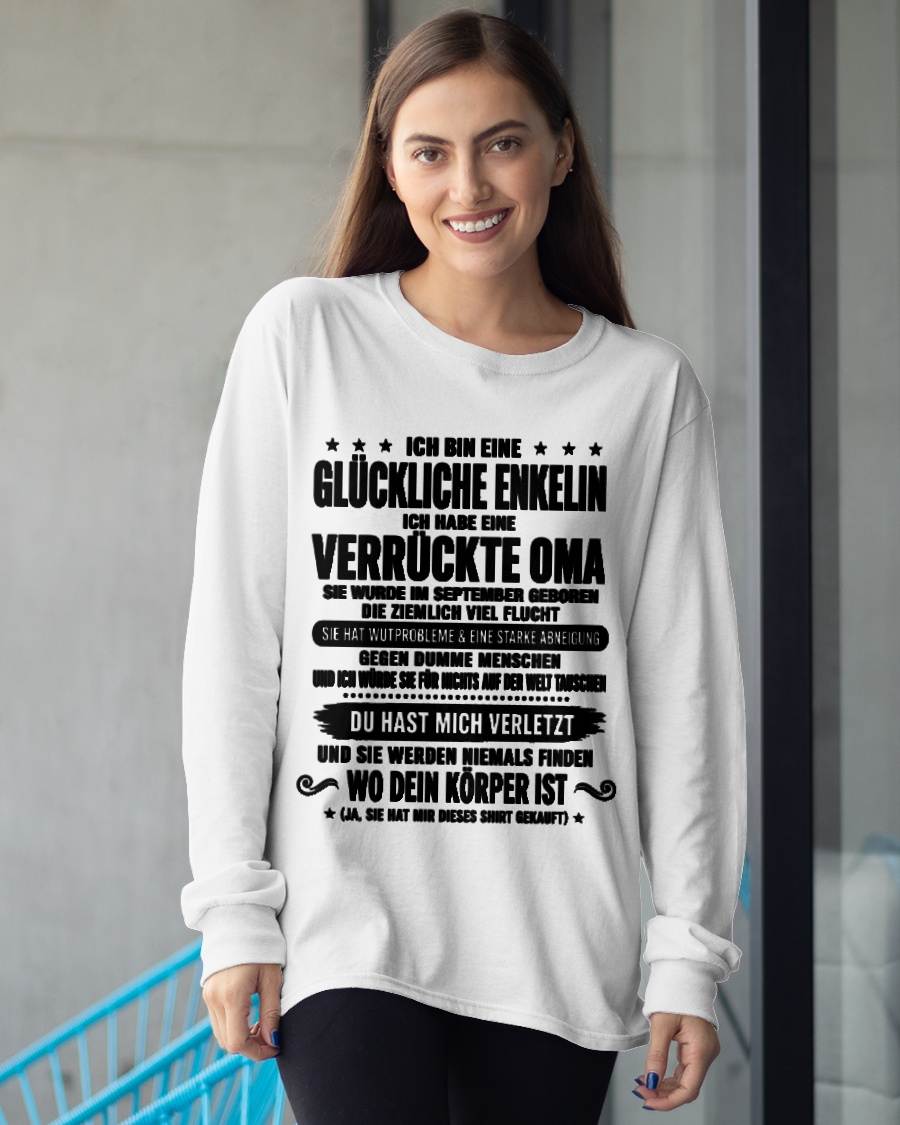 SEPTEMBER SHIRT, ICH BIN EINE GLÜCKLICHE ENKELIN - VON DER OMA FÜR DIE ENKELIN - SNOW FEMALE09 (SKU2608-518-09)