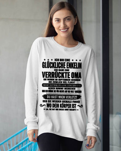 SEPTEMBER SHIRT, ICH BIN EINE GLÜCKLICHE ENKELIN - VON DER OMA FÜR DIE ENKELIN - SNOW FEMALE09 (SKU2608-518-09)