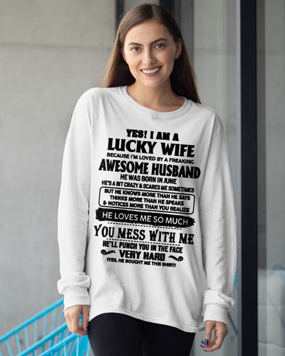 JUNE, I’M LOVED BY A FREAKING AWESOME HUSBAND GIFT T SHIRT FROM HUSBAND FOR WIFE – SNOW MALE06 (SKU26T-01196-06)