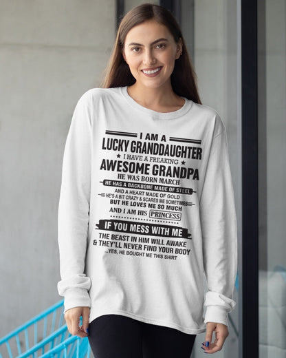 I Am A Lucky Granddaughter T-Shirt – Birthday Gift From March Grandpa / Man - snow03 (SKU11-122-03)