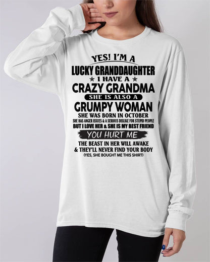 OCTOBER - LUCKY GRANDDAUGHTER OF CRAZY GRANDMA - PERFECT GIFT FROM GRANDMA - snow10 (SKU12-146-10)
