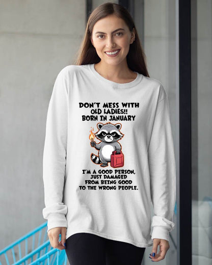 JANUARY SHIRT, DAMAGED FROM BEING GOOD TO THE WRONG PEOPLE - SNOW01 (SKU2604-282-01)