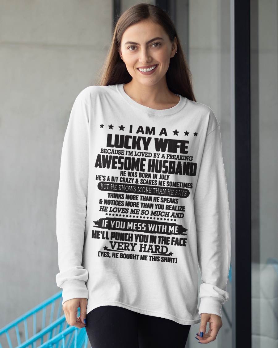JULY, I’M LOVED BY A FREAKING AWESOME HUSBAND- GIFT T SHIRT FROM HUSBAND TO WIFE - SNOW MALE06 (SKU26T-01142-07)