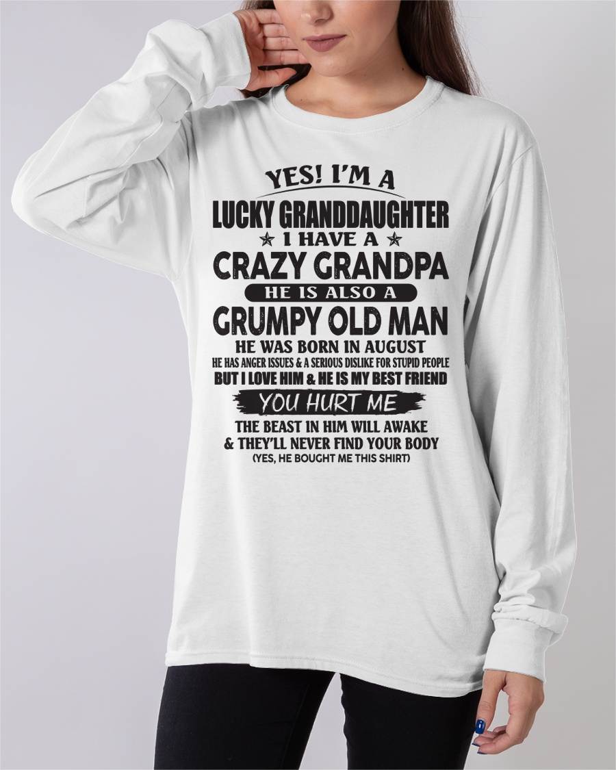 AUGUST - LUCKY GRANDDAUGHTER OF CRAZY GRANDPA - PERFECT GIFT FOR YOUR GRANDDAUGHTER FROM GRANDPA - SNOW08 (SKU10-150-08)