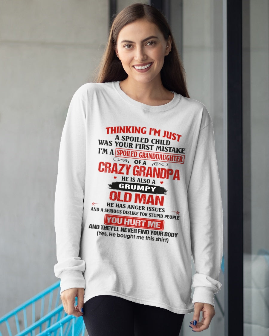 Spoiled Granddaughter of a Crazy Grandpa Shirt – Birthday Gift from Grandpa / Man - snow00 (SKU12-200-00)