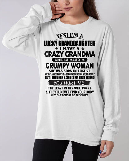 AUGUST - LUCKY GRANDDAUGHTER OF CRAZY GRANDMA - PERFECT GIFT FROM GRANDMA - SNOW08 (SKU12-146-08)