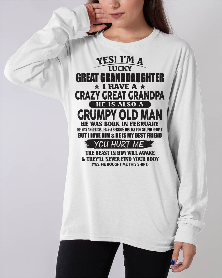 FEBRUARY - LUCKY GREAT GRANDDAUGHTER OF CRAZY GREAT GRANDPA - PERFECT GIFT FROM GREAT GRANDPA - SNOW02 (SKU12-287-02)