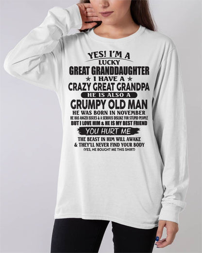 NOVEMBER - LUCKY GREAT GRANDDAUGHTER OF CRAZY GREAT GRANDPA - PERFECT GIFT FROM GREAT GRANDPA - SNOW11 (SKU12-287-11)