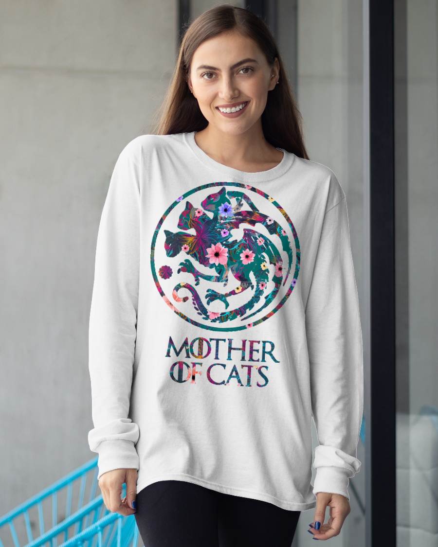 Mother of Cats Shirt with Floral Art - Cat Lovers T-Shirt