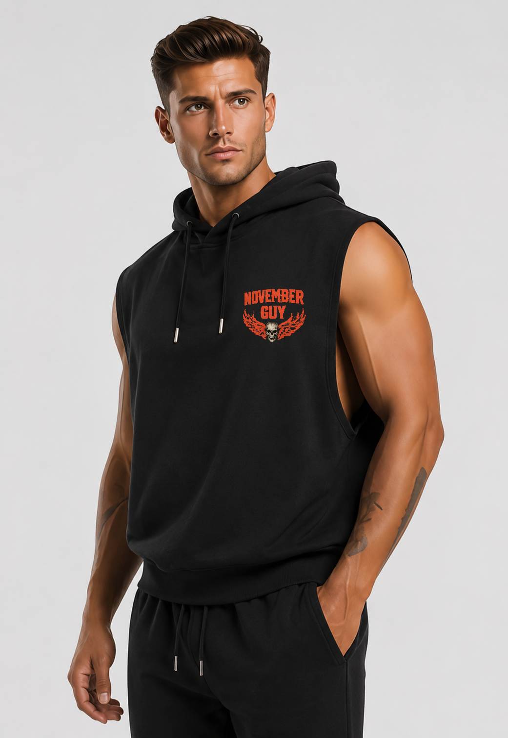 Fully Printed Hooded Vest A09-805 NOVEMBER, I'LL JUST SHOOT YOU AND BE DONE WITH IT - SNOW MALE11 (SKU2607-94-11)