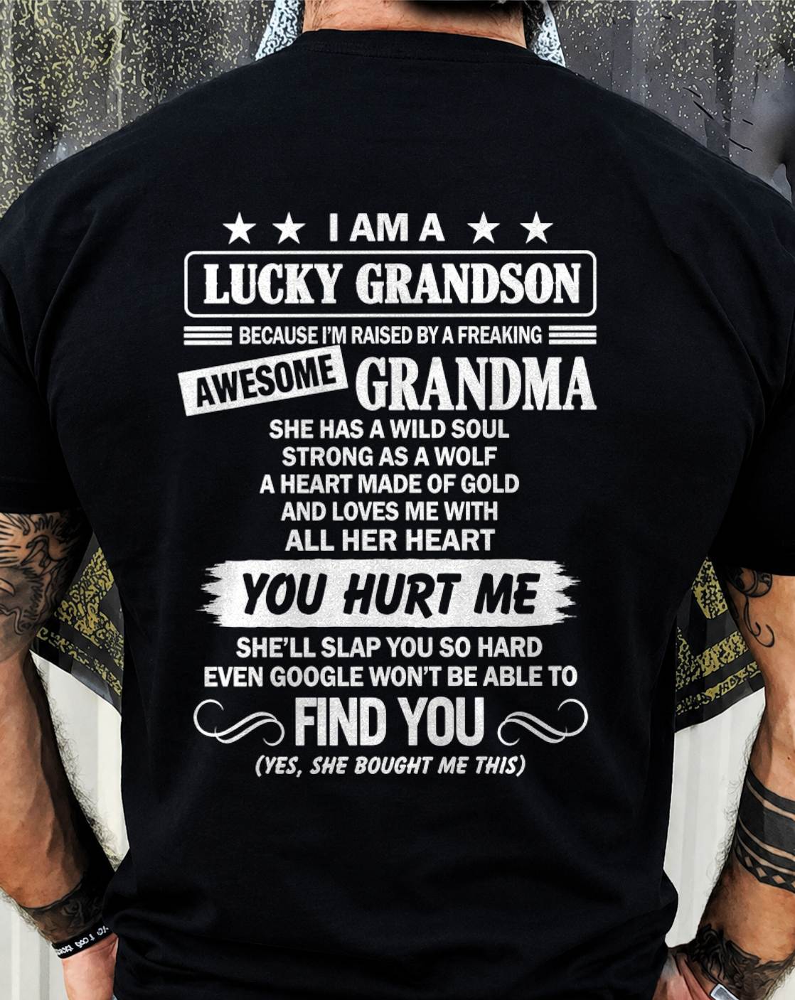 00, I AM A LUCKY GRANDSON - SHIRT FROM GRANDMA TO GRANDSON - SNOW00 (SKU2609-335-00)
