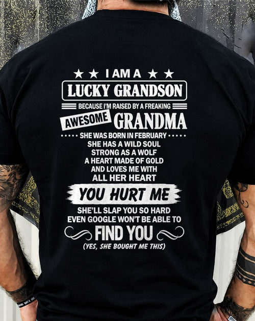 FEBRUARY, I AM A LUCKY GRANDSON - SHIRT FROM GRANDMA TO GRANDSON - SNOW02 (SKU2609-335-02)