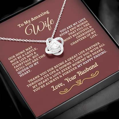 TO MY WIFE FROM HUSBAND - Premium Love Knot Necklace