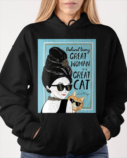 Cats Behind Every Great Woman There Is A Great Cat T-Shirt