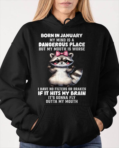 JANUARY RACCOON SHIRT, MY MIND IS A DANGEROUS PLACE - SNOW01 (SKU2603-60-01)