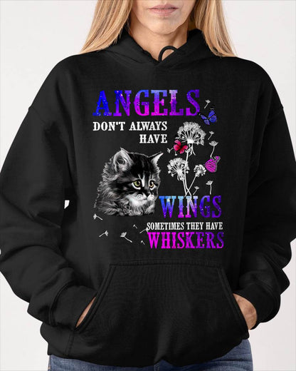 Angels Don't Always Have Wings Sometimes They Have Whiskers Cat Lover T-Shirt