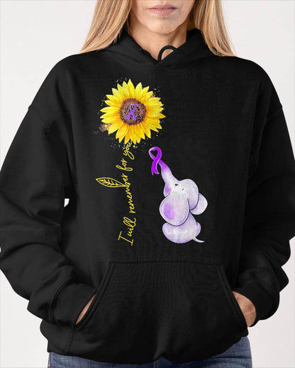 Elephant I Will Remember for You Sunflower Alzheimer T-Shirt