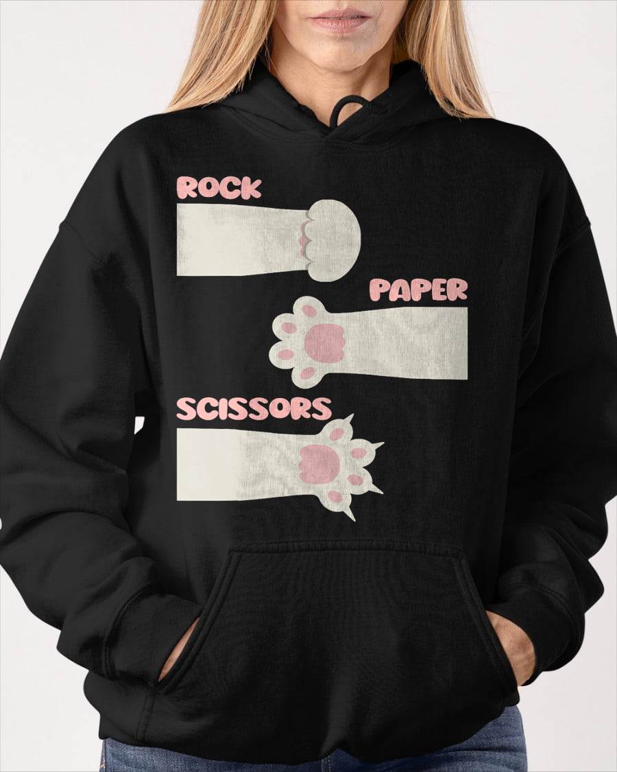 Rock Paper Scissors Hand Game Feline Animal Cute Cat T-Shirt