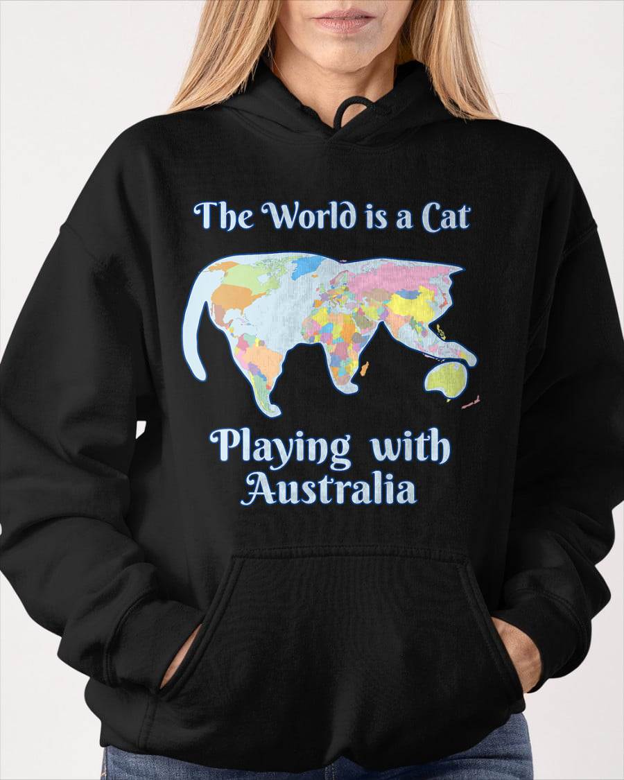 Funny World is a Cat Playing Map T-Shirt