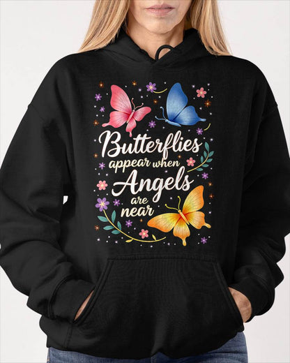 Nature Flowers Butterflies Appear When Angels are Near Quote T-Shirt