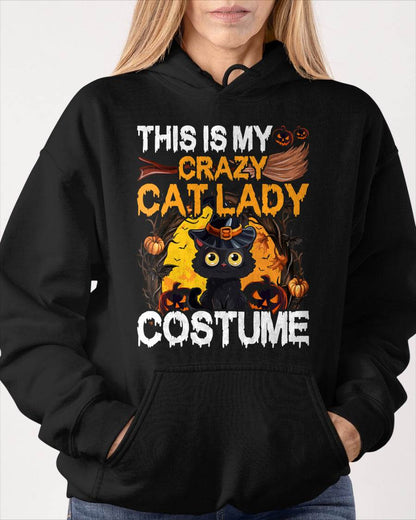Crazy Cat Lady Costume Black Cat Funny Halloween Day T-Shirt