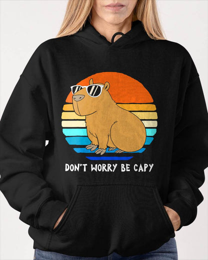 Retro Rodent Funny Capybara Dont Be Worry Be Capy T-Shirt Small