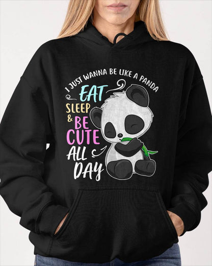 Girls Panda Bear Just Wanna Be Cute Eat Sleep - Panda Lover T-Shirt