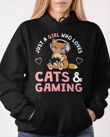 Just A Girl Who Loves Cats and Gaming Cute Gamer Cat T-Shirt