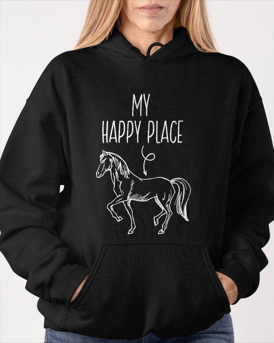 My Happy Place Horse Lover Gifts Horseback Riding Equestrian T-Shirt Small