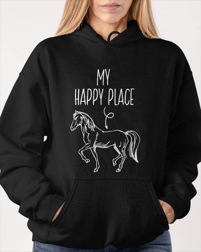 My Happy Place Horse Lover Gifts Horseback Riding Equestrian T-Shirt Small