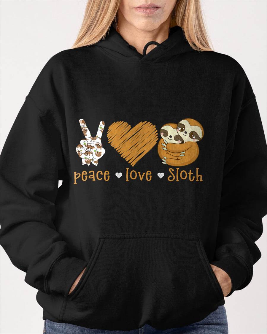 Peace Love Sloth Hand Sign Heart Sloth Lovers T-Shirt