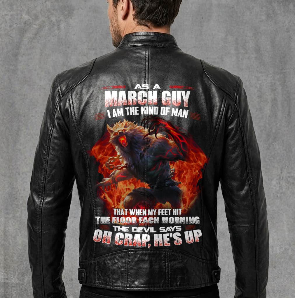MARCH Motorcycle Leather Jacket（GC) A09-258-THE DEVIL SAYS OH CRAP, HE'S UP - SNOW MALE03 (SKU2607-59-03)