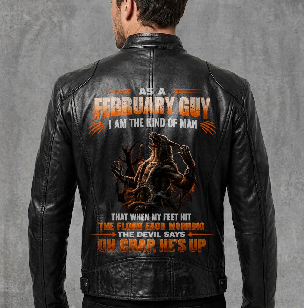 FEBRUARY Motorcycle Leather Jacket（GC) A09-258-THE DEVIL SAYS OH CRAP, HE'S UP - SNOW MALE02 (SKU2607-82-02)