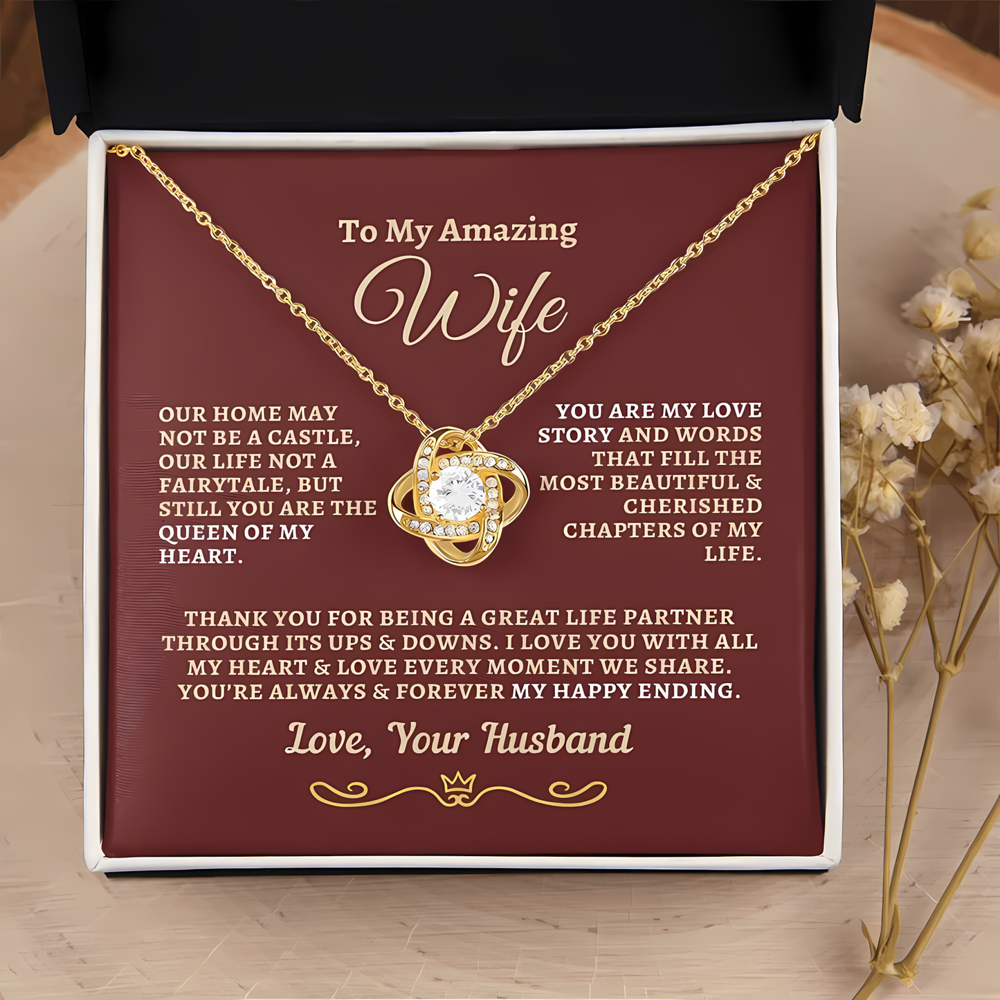 TO MY WIFE FROM HUSBAND - Premium Love Knot Necklace