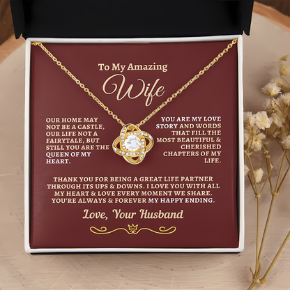 TO MY WIFE FROM HUSBAND - Premium Love Knot Necklace