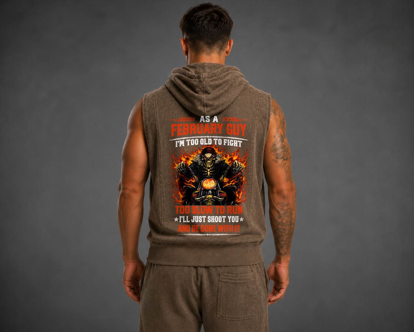 Fully Printed Hooded Vest A09-805 FEBRUARY, I'LL JUST SHOOT YOU AND BE DONE WITH IT - SNOW MALE02 (SKU2607-94-02)