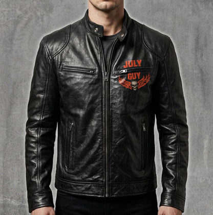 Motorcycle Leather Jacket - A09-258 JULY, I'LL JUST SHOOT YOU AND BE DONE WITH IT - SNOW MALE07 (SKU2607-100-07)