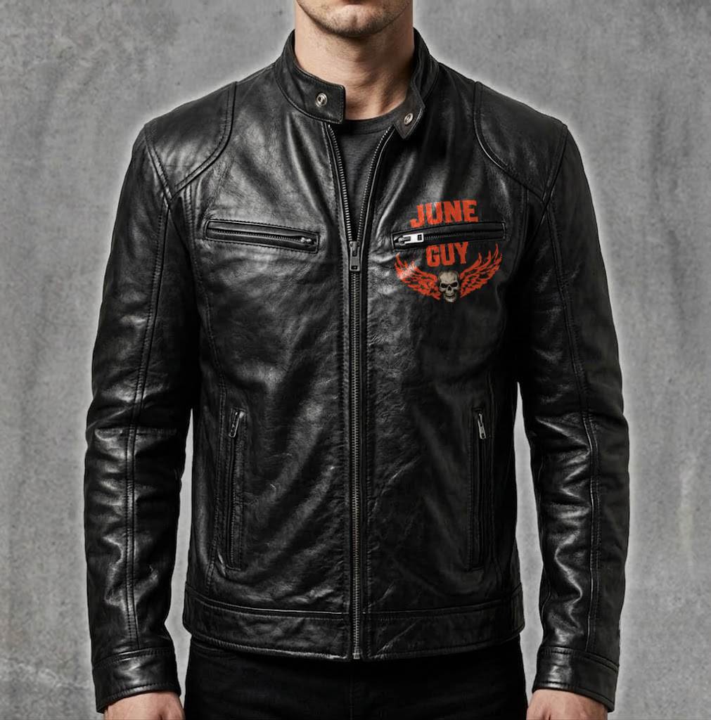 Motorcycle Leather Jacket - A09-258 JUNE, I'LL JUST SHOOT YOU AND BE DONE WITH IT - SNOW MALE06 (SKU2607-100-06)