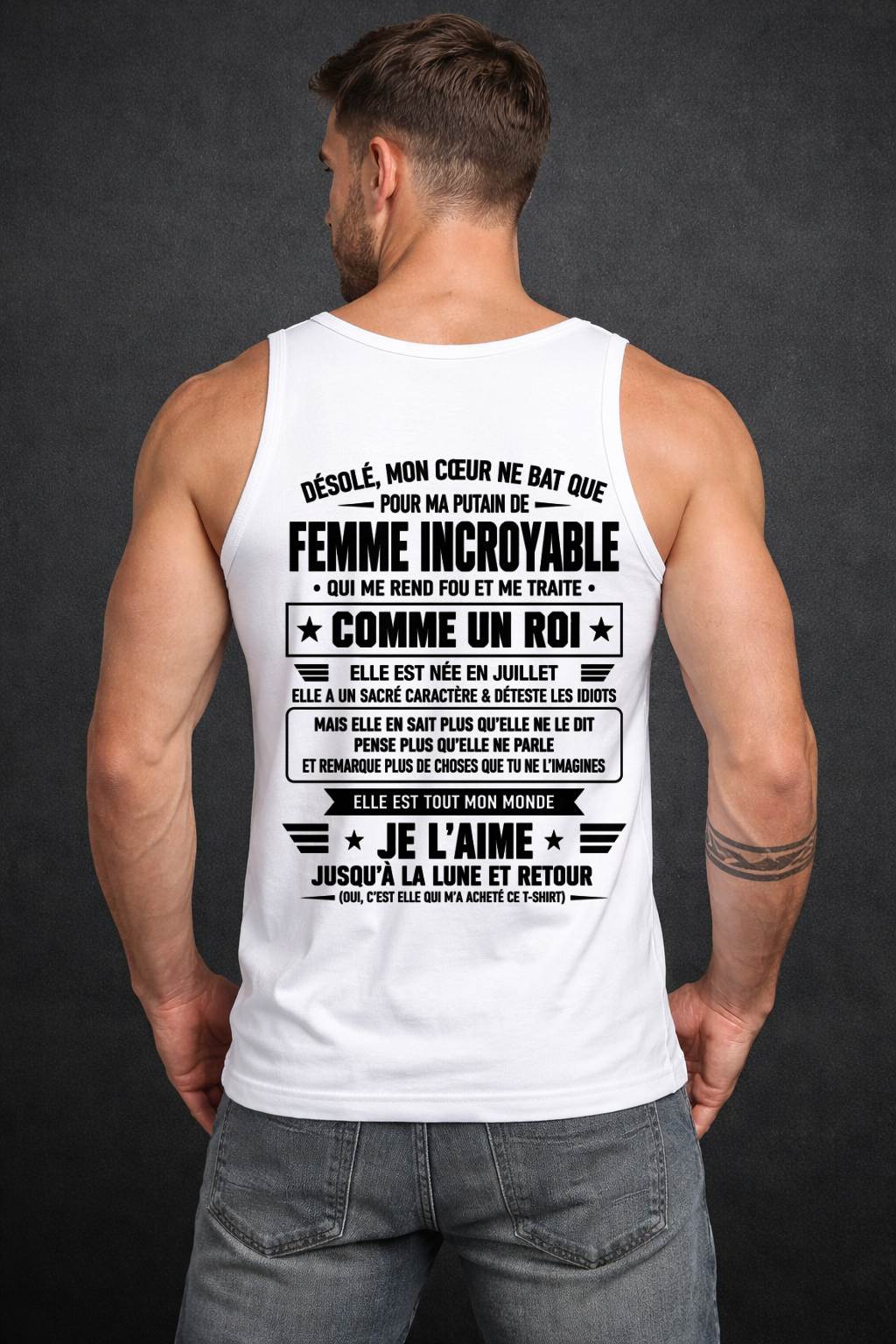 JUILLET T-SHIRT, JE L’AIME JUSQU’À LA LUNE ET RETOUR - T-SHIRT DE FEMME POUR SON MARI - SNOW07 (SKU2609-32-07)