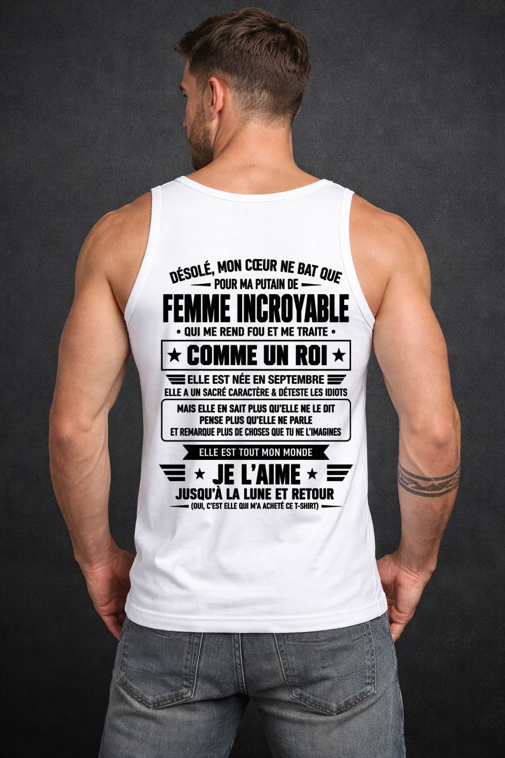 SEPTEMBRE T-SHIRT, JE L’AIME JUSQU’À LA LUNE ET RETOUR - T-SHIRT DE FEMME POUR SON MARI - SNOW09 (SKU2609-32-09)
