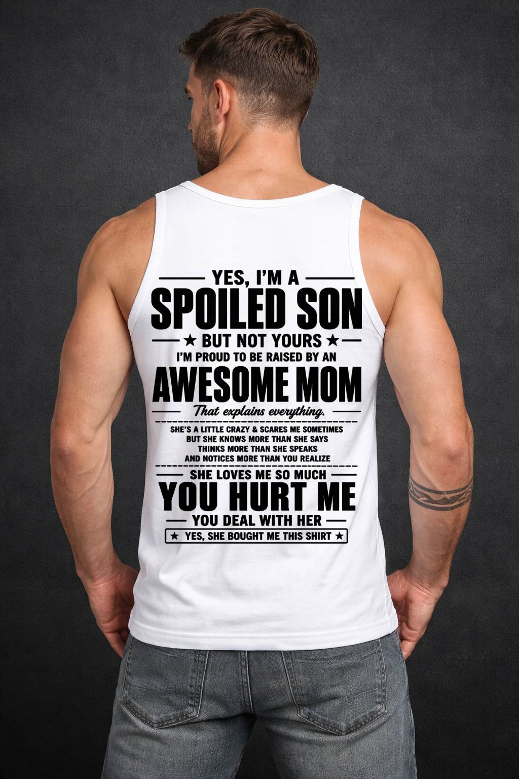 I'M PROUD TO BE RAISED BY AN AWESOME MOM - GIFT T SHIRT FROM MOM TO SON - SNOW00 (SKU2605-19-00)