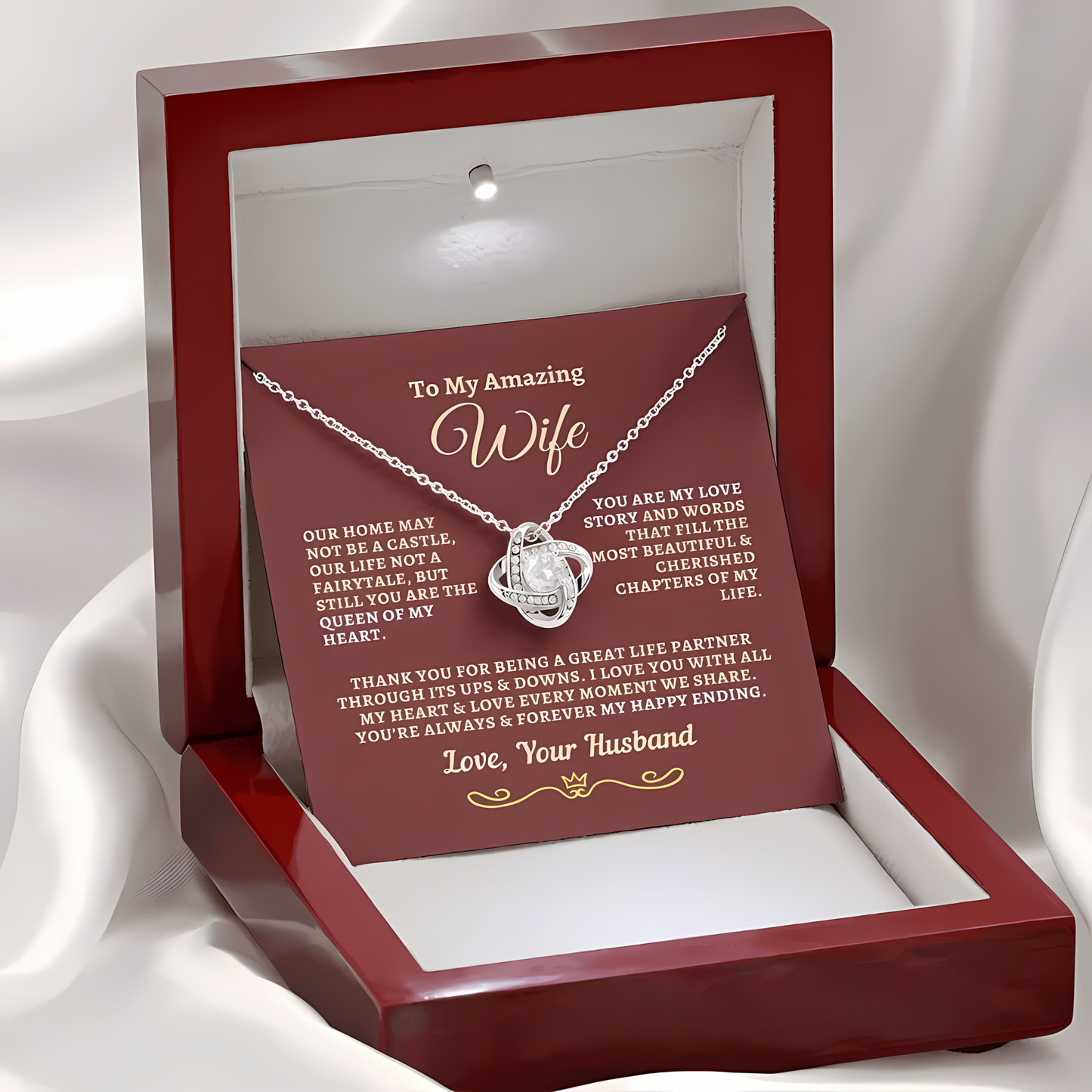 TO MY WIFE FROM HUSBAND - Premium Love Knot Necklace