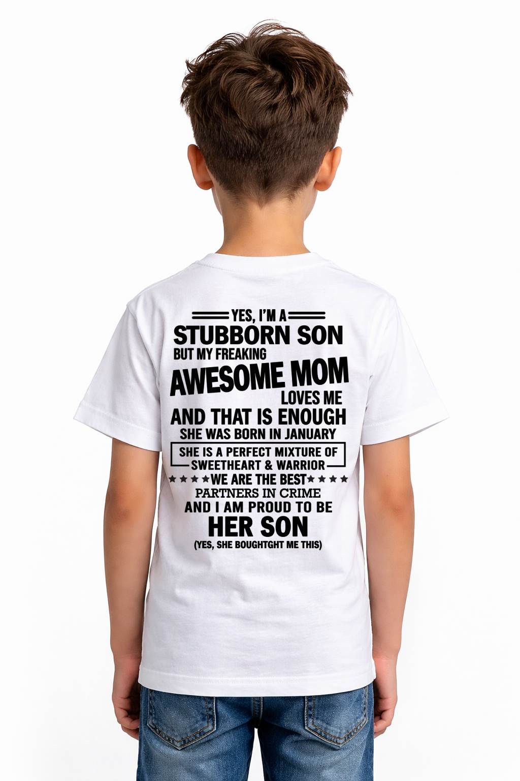 JANUARY, WE ARE THE BEST PARTNERS IN CRIME - GIFT SHIRT FROM MOM TO SON - SNOW01 (SKU2603-189-01)