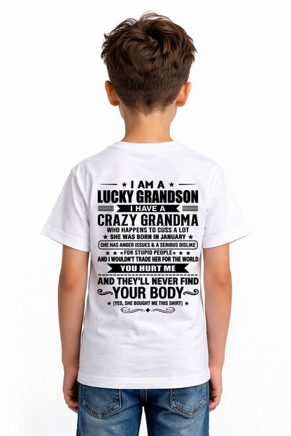 JANUARY, I AM A LUCKY GRANDSON, GIFT SHIRT FROM GRANDMA FOR GRANDSON - SNOW01 (SKU2607-109-01)